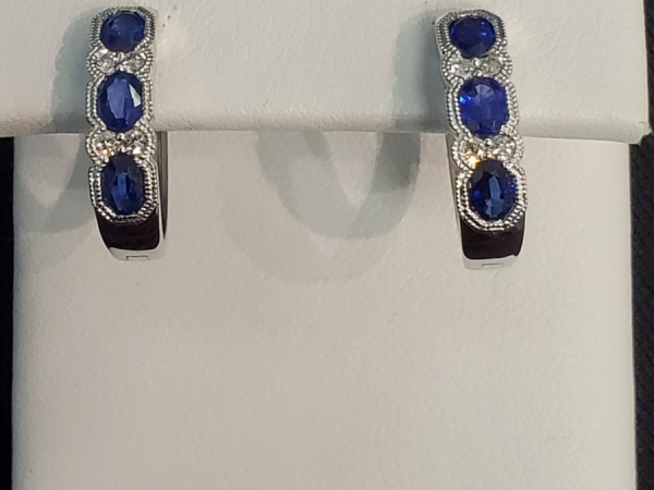 Sapphire & Diamond Hoop-Style Earrings by Allison Kaufman